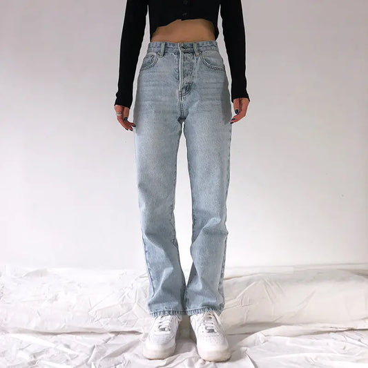 Classic High-Waisted Straight-Leg Jeans - Little Addiction