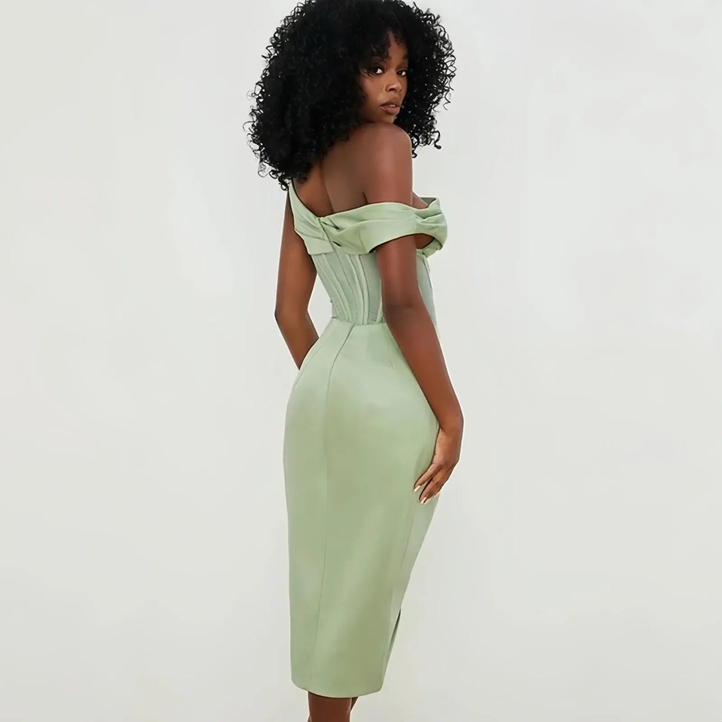 Shoulder Stitching Slit Dress Little Addiction