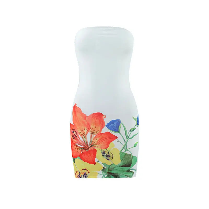 Tropical Bloom Strapless Mini Dress Little Addiction