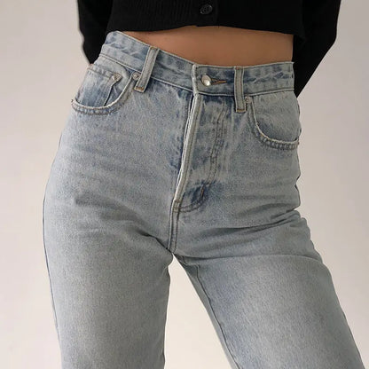 Classic High-Waisted Straight-Leg Jeans - Little Addiction