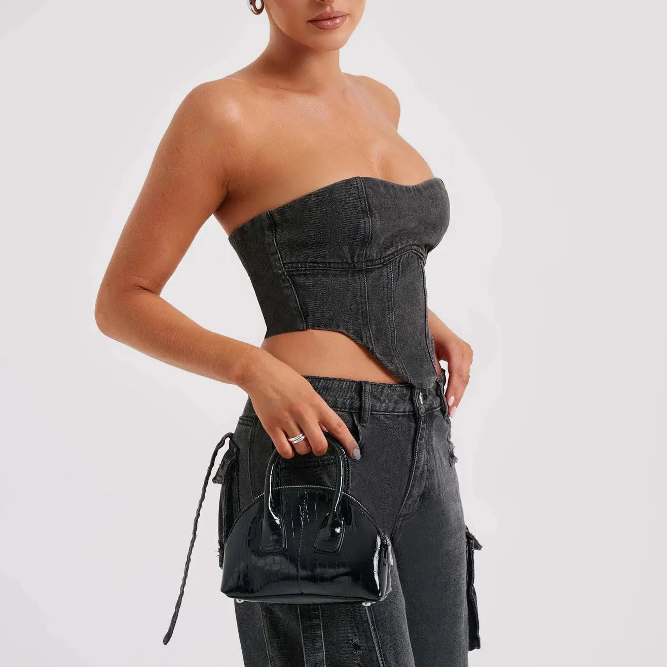 Urban Utility Denim Bustier Top - Little Addiction