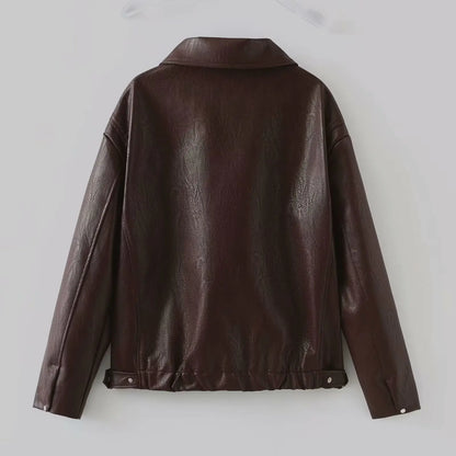 Burgundy Faux Leather Jacket Little Addiction