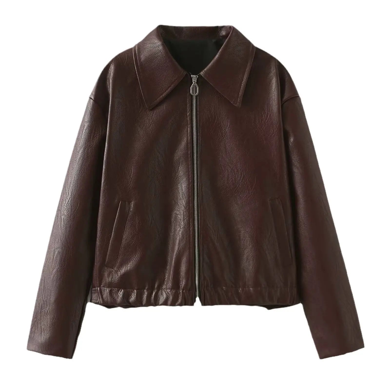 Burgundy Faux Leather Jacket Little Addiction