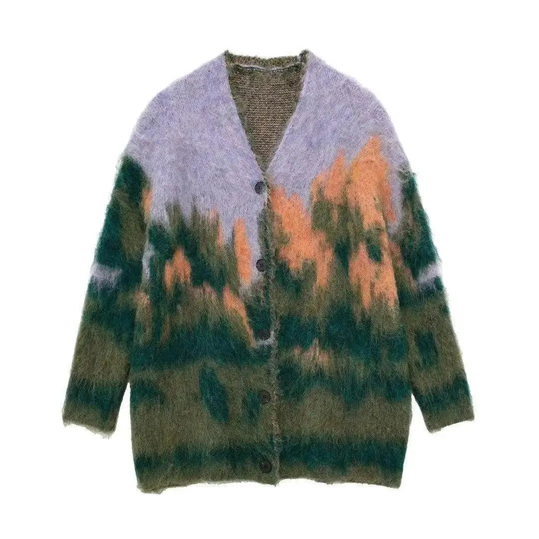 Pastel Abstract Mohair Cardigan Little Addiction