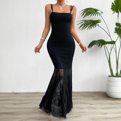 Black Lace Panel Maxi Dress - Little Addiction