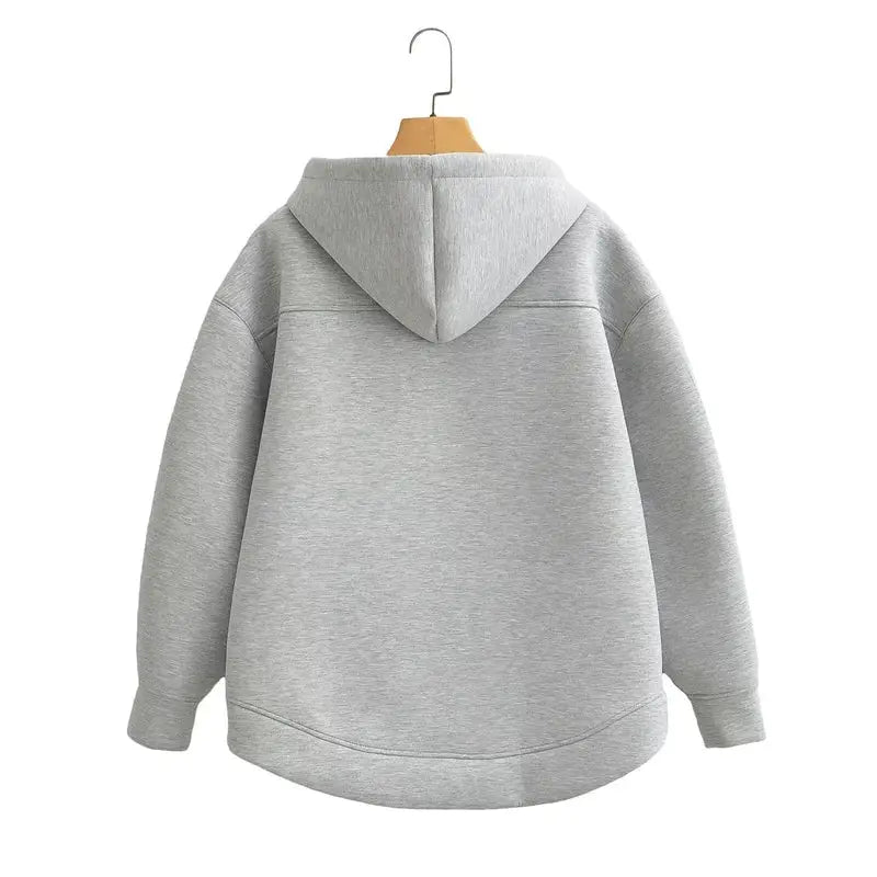 KEYANKETIAN Winter New Women's Zipper Hoodie High Street Unisex style Double Pockets Oversize Loose Sweatshirts Outerwear Top Little Addiction