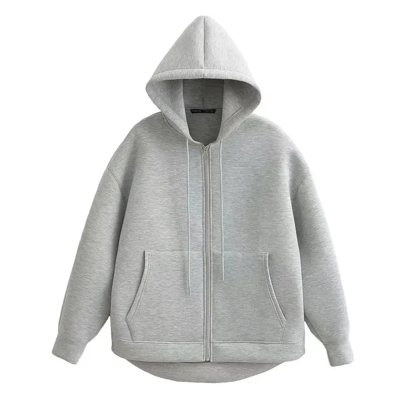 KEYANKETIAN Winter New Women's Zipper Hoodie High Street Unisex style Double Pockets Oversize Loose Sweatshirts Outerwear Top Little Addiction