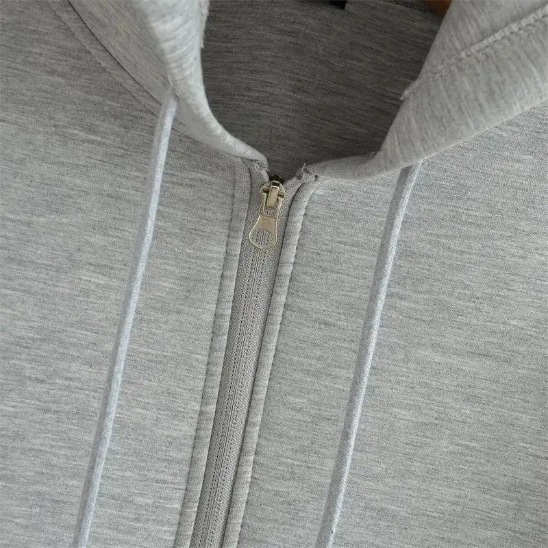 KEYANKETIAN Winter New Women's Zipper Hoodie High Street Unisex style Double Pockets Oversize Loose Sweatshirts Outerwear Top Little Addiction