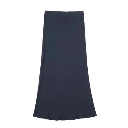 Long Elastic High Waisted A-Line Satin Skirts Little Addiction