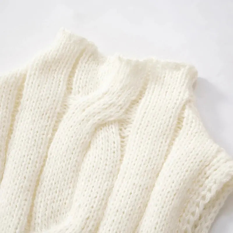 Knitted High Neck Sleeveless Sweater Little Addiction