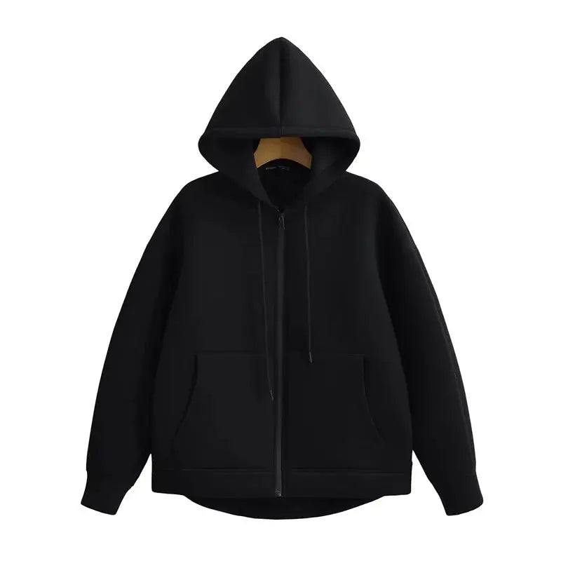 KEYANKETIAN Winter New Women's Zipper Hoodie High Street Unisex style Double Pockets Oversize Loose Sweatshirts Outerwear Top Little Addiction