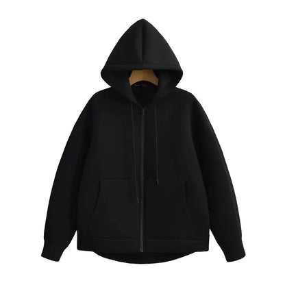 KEYANKETIAN Winter New Women's Zipper Hoodie High Street Unisex style Double Pockets Oversize Loose Sweatshirts Outerwear Top Little Addiction