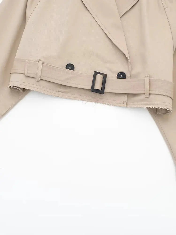 Vintage Cropped Trench Jacket With Belt Little Addiction