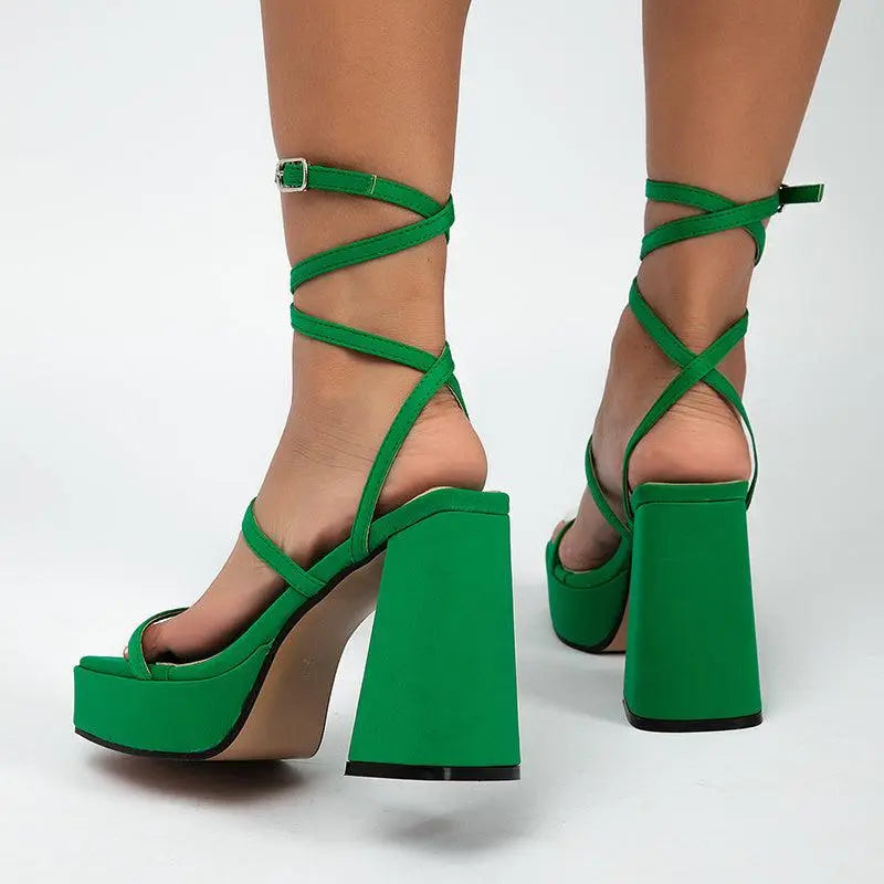 Chunky High Heel Shoes - Little Addiction