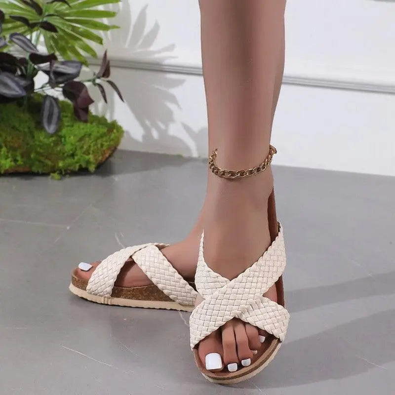 Cross Strap Platform Slippers - Little Addiction