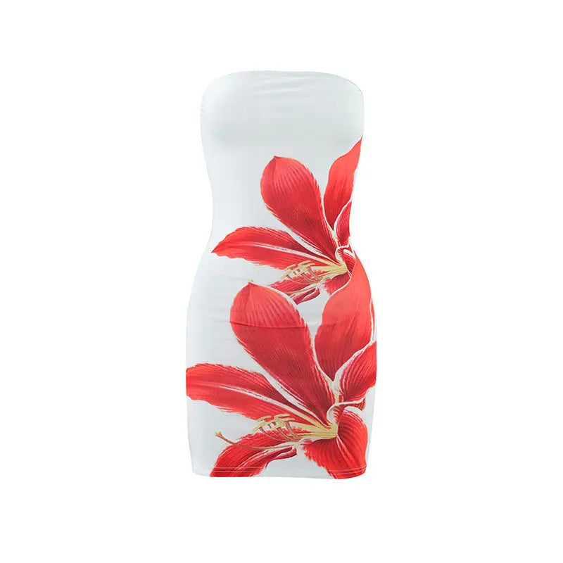 Tropical Bloom Strapless Mini Dress Little Addiction