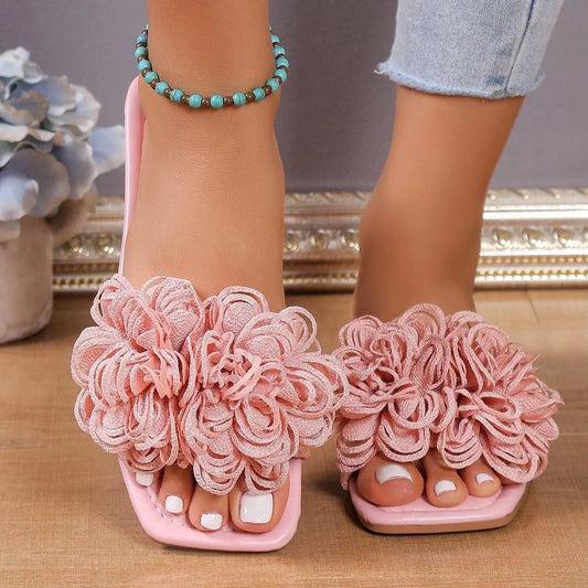 Fashion Flower Flat Slippers - Little Addiction