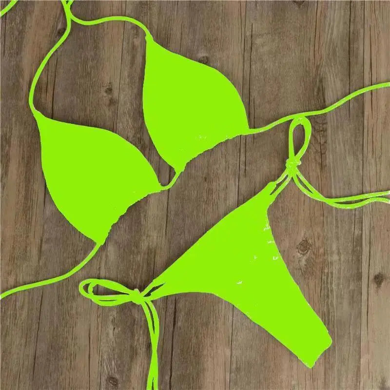 Halter Neck Tie Bikini Ladies Split Tie Swimsuit - Little Addiction