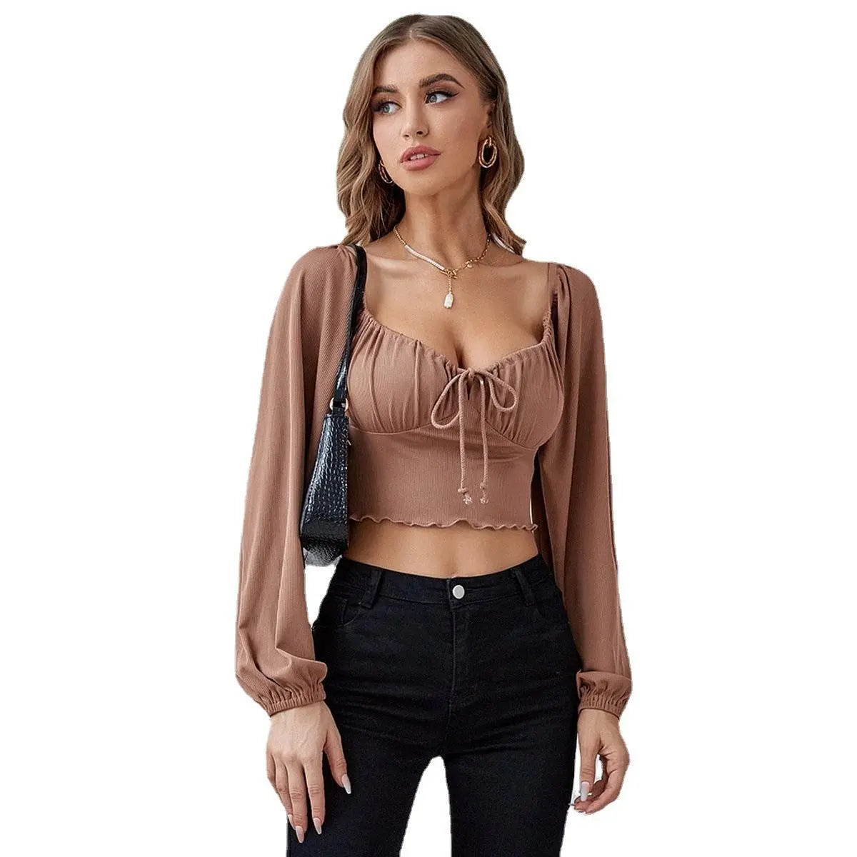 Long Sleeve Drawstring Top - Little Addiction