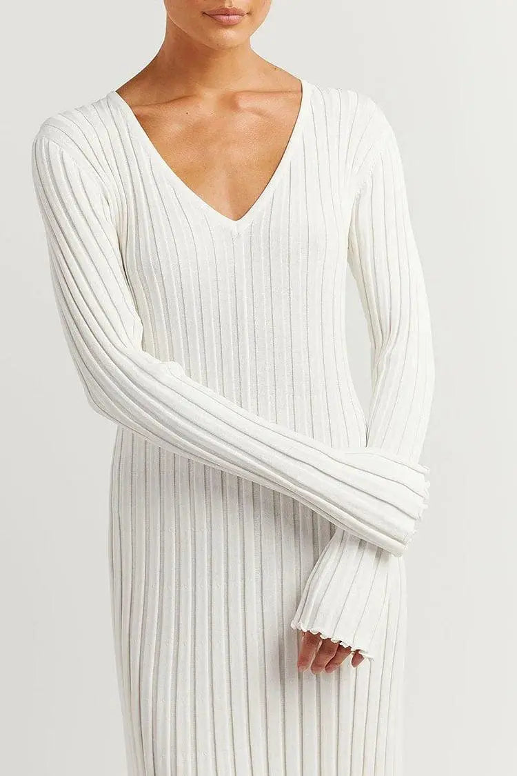 Modern Muse Knit V-Neck Dress - Little Addiction