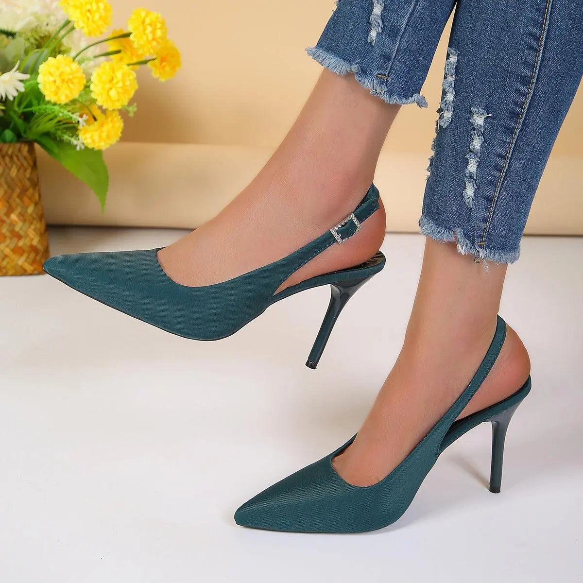 Pointed Toe Buckle High Heels - Little Addiction