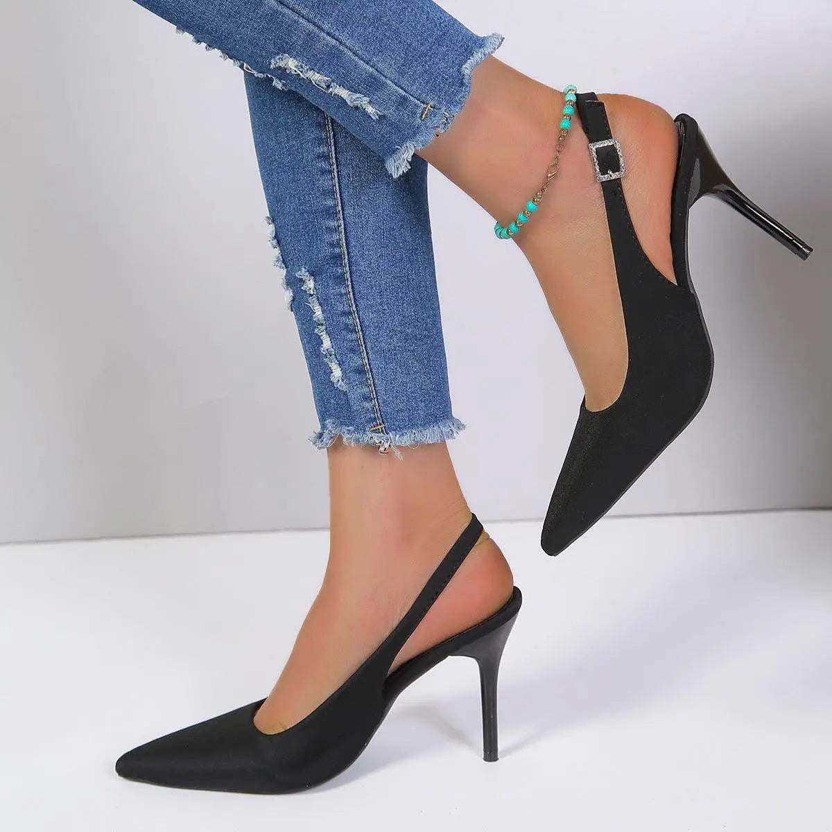 Pointed Toe Buckle High Heels - Little Addiction