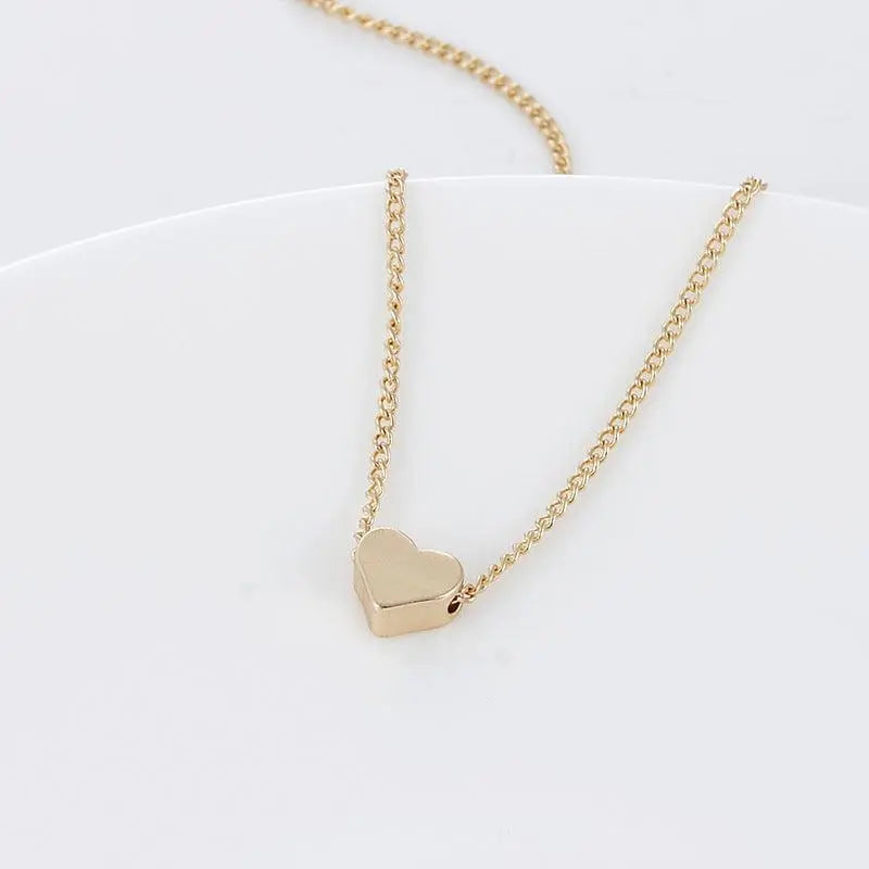 Simple Fashion Gold Color Double-sided Love Pendant Necklaces Clavicle Chains Necklace Women Jewelry Valentines Day Gift - Little Addiction