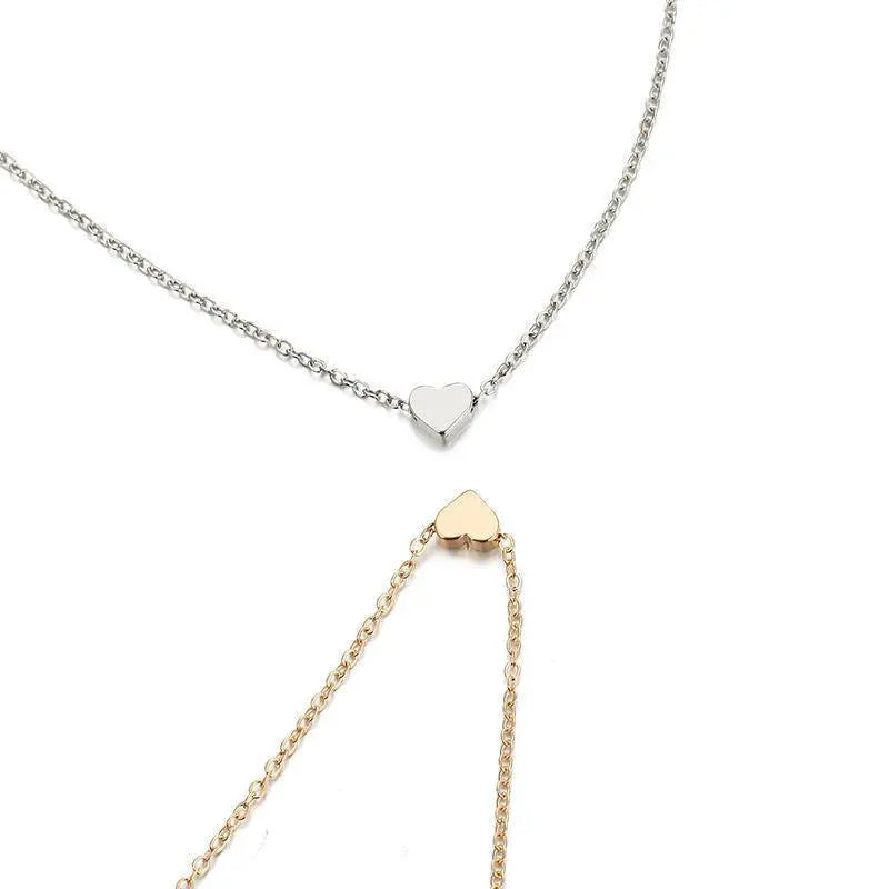 Simple Fashion Gold Color Double-sided Love Pendant Necklaces Clavicle Chains Necklace Women Jewelry Valentines Day Gift - Little Addiction