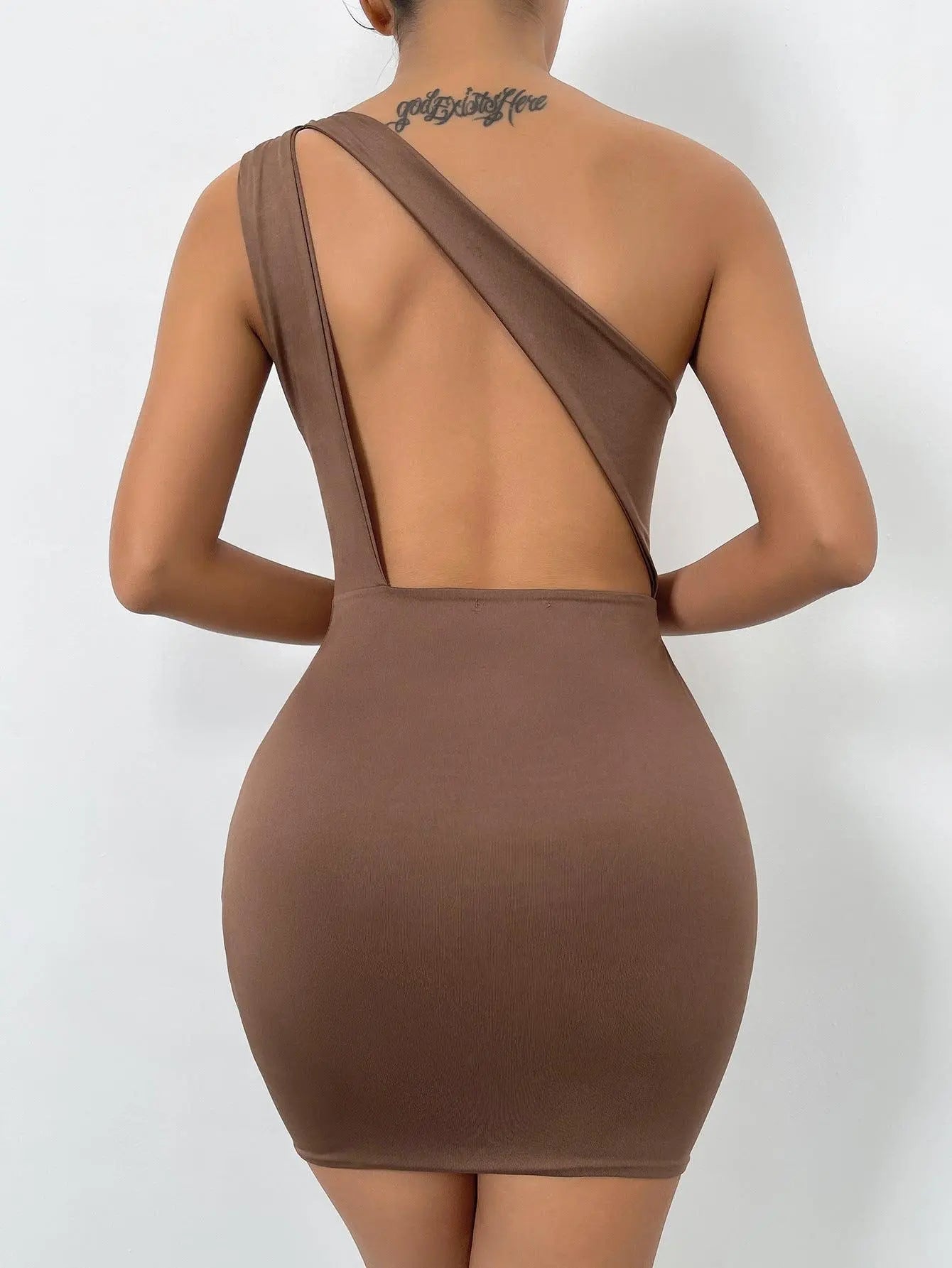 Slit Cutout Sleeveless Women's Backless Double One Shoulder Dress - Little Addiction