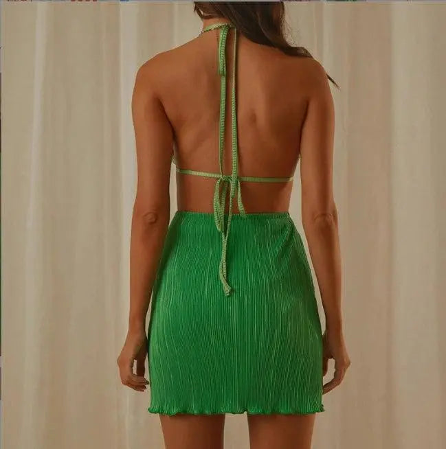 Summer V-neck Backless Dress - Little Addiction