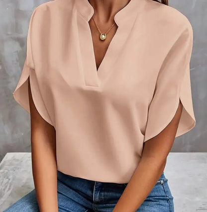 V-neck Short-sleeved Shirt - Little Addiction