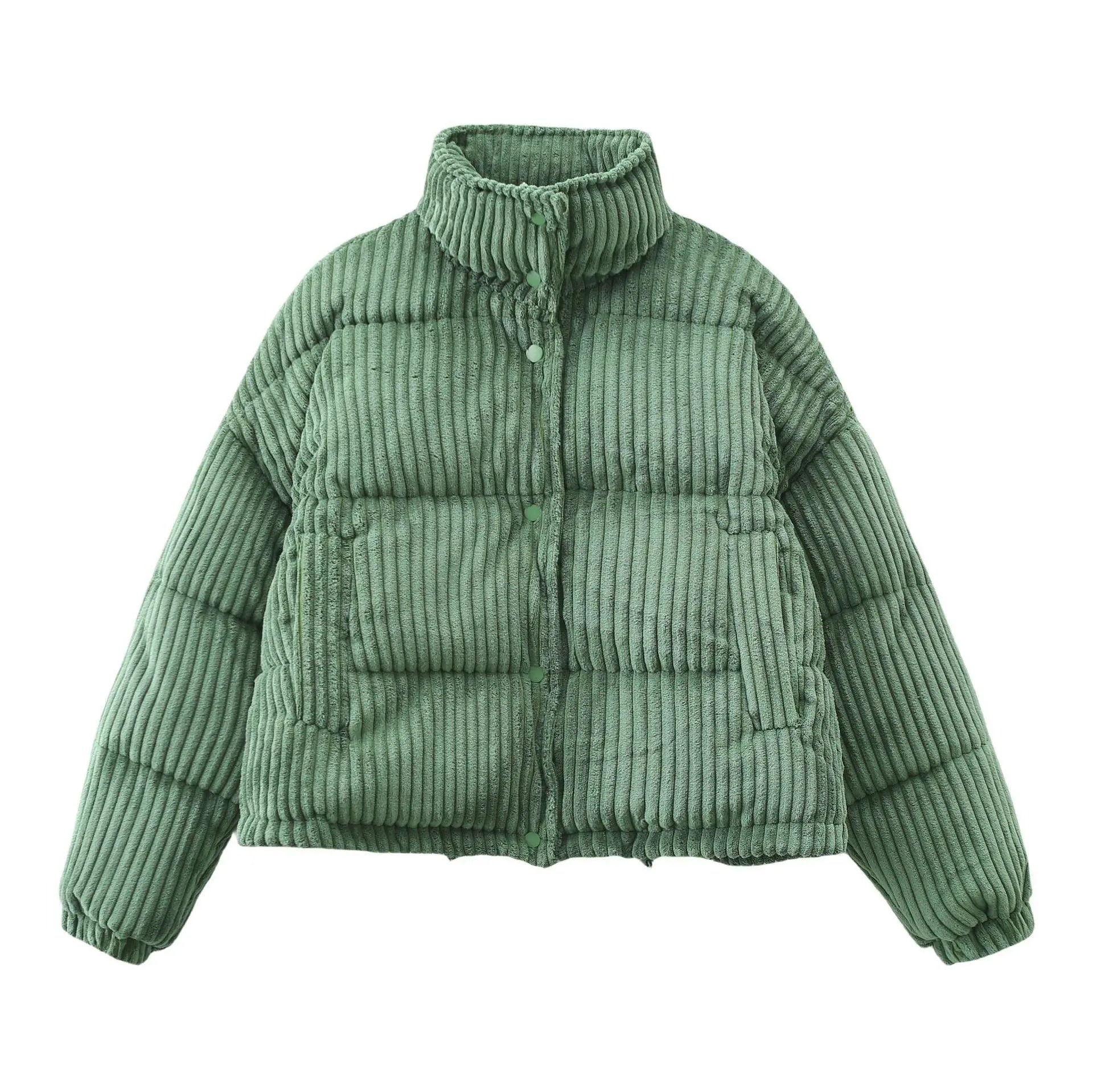 Warm Corduroy Puffer Jacket Coat Short Loose Cotton Coat - Little Addiction