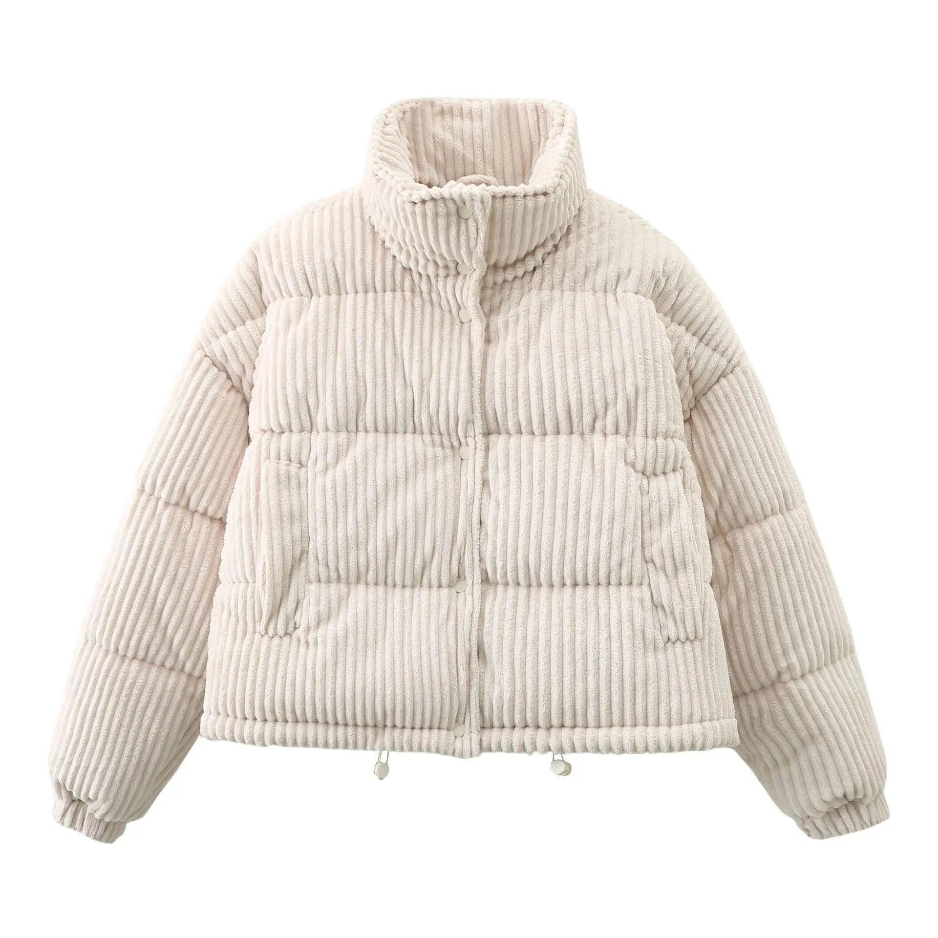 Warm Corduroy Puffer Jacket Coat Short Loose Cotton Coat - Little Addiction