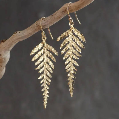 Women's Simple Tassel Bohemian Gold Leaf-shaped Earring - Little Addiction