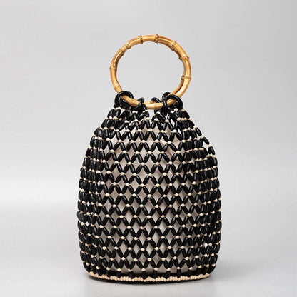 Women's Woven Hollow Bucket Bag Niche - Little Addiction